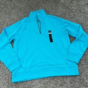 Xersion Mens French Terry 1/4 Zip Popover Bachelor Button Blue Sweatshirt M NEW